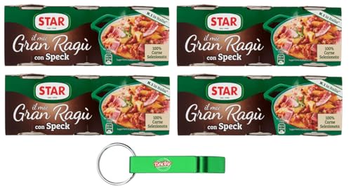 4er-Pack Star il mio Gran Ragù Speck mit 100% italienischem Fleisch und Speck,Packung mit 3 Dosen à 100g + Beni Culinari Kostenloser Schlüsselanhänger von Beni Culinari
