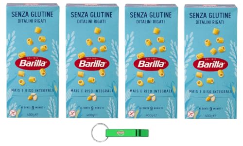 4x Barilla Pasta Ditalini Rigati Senza Glutine,Glutenfreie Nudeln aus weißem Mais, gelbem Mais und braunem Reis 400g + Beni Culinari Kostenloser Schlüsselanhänger 4x Barilla Pasta Ditalini Rigati Senza Glutine,Glutenfreie Nudeln aus weißem Mais, gelbem Mais und braunem Reis 400g + Beni Culinari Kostenloser Schlüsselanhänger von Beni Culinari