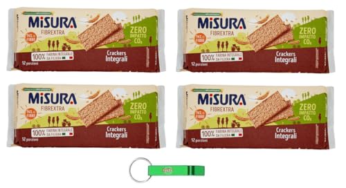4x Misura Fibrextra Crackers Integrali - Ballaststoffreiche Vollkorncracker mit Vollkornmehl 385g Packung,Jede Packung enthält 12 Einzelportionen + Beni Culinari Kostenloser Schlüsselanhänger 4x Misura Fibrextra Crackers Integrali - Ballaststoffreiche Vollkorncracker mit Vollkornmehl 385g Packung,Jede Packung enthält 12 Einzelportionen + Beni Culinari Kostenloser Schlüsselanhänger von Beni Culinari