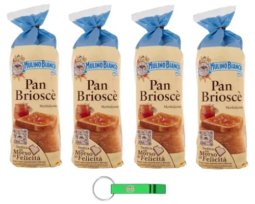 4x Mulino Bianco Briosce', Brot vom Typ 0 mit Frische italienische Eier, frische italienische Milch - 400g Packung + Beni Culinari Kostenloser Schlüsselanhänger 4x Mulino Bianco Briosce', Brot vom Typ 0 mit Frische italienische Eier, frische italienische Milch - 400g Packung + Beni Culinari Kostenloser Schlüsselanhänger von Beni Culinari
