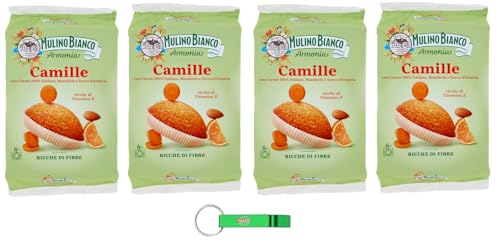 4x Mulino Bianco Merendine Camille, Süßer Snack mit Karotten, Mandeln, Orangensaft - Für einen Snack, Reich an Ballaststoffen, 304g Packung mit 8 Kuchen + Beni Culinari Kostenloser Schlüsselanhänger 4x Mulino Bianco Merendine Camille, Süßer Snack mit Karotten, Mandeln, Orangensaft - Für einen Snack, Reich an Ballaststoffen, 304g Packung mit 8 Kuchen + Beni Culinari Kostenloser Schlüsselanhänger von Beni Culinari