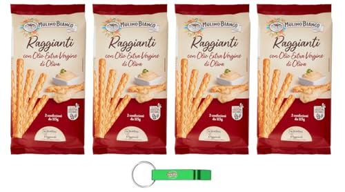 4x Mulino Bianco Raggianti - Grissini vom Typ 0 mit Extra Nativem Olivenöl– Knusprig und Voller Geschmack - Snack Breadsticks 230g Packung + Beni Culinari Kostenloser Schlüsselanhänger 4x Mulino Bianco Raggianti - Grissini vom Typ 0 mit Extra Nativem Olivenöl– Knusprig und Voller Geschmack - Snack Breadsticks 230g Packung + Beni Culinari Kostenloser Schlüsselanhänger von Beni Culinari