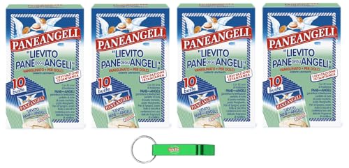 4x Paneangeli Lievito Vanigliato per Dolci - Vanille Hefe für Desserts - Karton mit 10 Beuteln + Beni Culinari Kostenloser Schlüsselanhänger von Beni Culinari