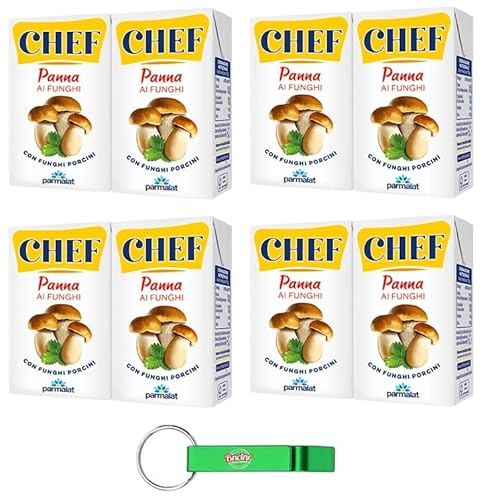 4x Parmalat Chef Panna ai Funghi Porcini- Creme mit Steinpilzen - Kochsahne Ideal zum Würzen von ersten Gängen aller Art Packung mit 2x125ml + Beni Culinari Kostenloser Schlüsselanhänger von Beni Culinari