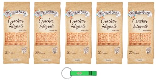 5x Mulino Bianco Cracker Integrali,Cracker mit 100 % Vollkornmehl und Sauerteig Vollkorncracker - Snack 500g Packung + Beni Culinari Kostenloser Schlüsselanhänger von Beni Culinari