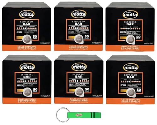 6er-Pack Caffè Motta Espresso Bar Caffè in Cialde,Neapolitanischer Espresso 50 Kaffeepads ESE 44 mm + Beni Culinari Kostenloser Schlüsselanhänger von Beni Culinari