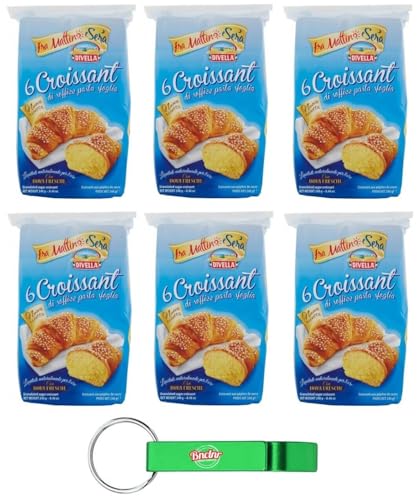 6er-Pack Divella Croissant Classico,Croissants mit weicher Blätterteig,240g Packung,Jede Packung enthält 6 Croissants + Beni Culinari Kostenloser Schlüsselanhänger von Beni Culinari