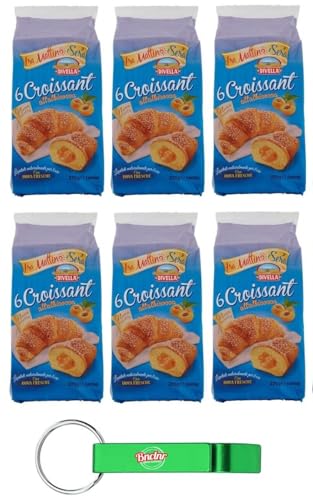 6er-Pack Divella Croissant all'Albicocca,Croissants mit Aprikosenfüllung,270g Packung,Jede Packung enthält 6 Croissants + Beni Culinari Kostenloser Schlüsselanhänger von Beni Culinari