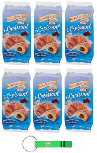 6er-Pack Divella Croissant con Crema al Cioccolato,Croissants mit Schokoladencreme,270g Packung,Jede Packung enthält 6 Croissants + Beni Culinari Kostenloser Schlüsselanhänger von Beni Culinari