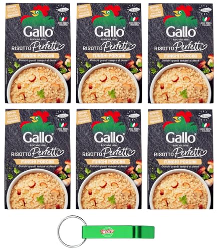 6er-Pack Gallo Risotto Perfetto Funghi Porcini,Zubereitung für Risotto mit Steinpilzen,100% Italienischer Reis,175g + Beni Culinari Kostenloser Schlüsselanhänger von Beni Culinari