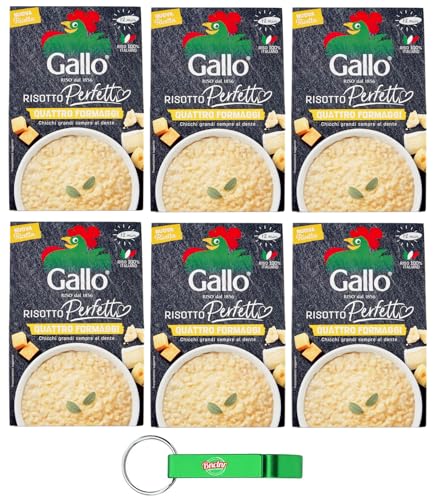 6er-Pack Gallo Risotto Perfetto Quattro Formaggi,Zubereitet für Vier-Käse-Risotto,100% Italienischer Reis,175g + Beni Culinari Kostenloser Schlüsselanhänger von Beni Culinari