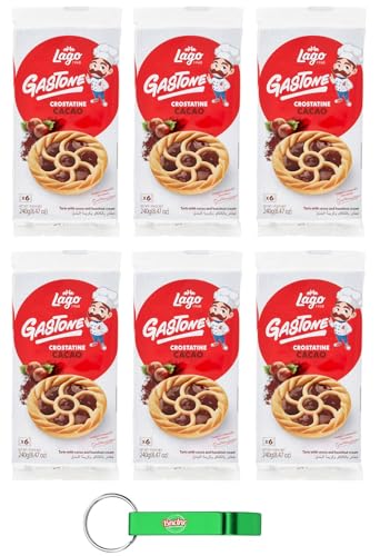 6er-Pack Lago Gastone Crostatina al Cacao,Kakao-Tarte,240g Packung,Jede Packung enthält 6 Snacks à 40g + Beni Culinari Kostenloser Schlüsselanhänger von Beni Culinari