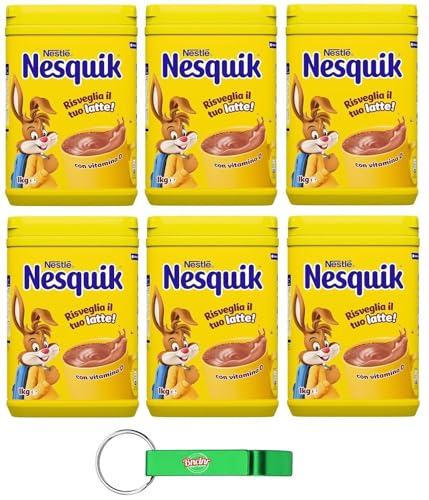 6er-Pack NESQUIK Preparato Solubile per Bevanda con Cacao Magro,Lösliche Zubereitung für fettarmes Kakaogetränk,1Kg + Beni Culinari Kostenloser Schlüsselanhänger von Beni Culinari