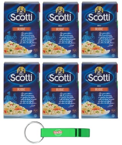 6er-Pack Riso Scotti Riso Ribe,Italienischer Reis,Superfeine Reiskörner ideal für Suppen,500g Vakuumverpackung + Beni Culinari Kostenloser Schlüsselanhänger von Beni Culinari