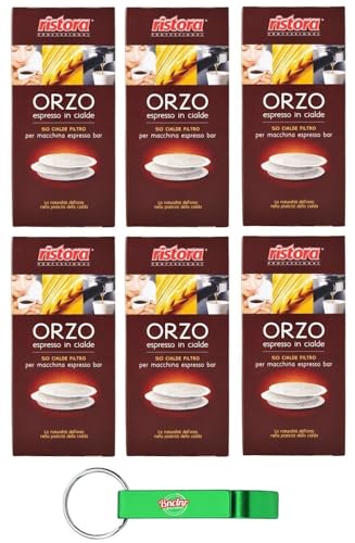 6er-Pack Ristora Orzo in Cialde,Gersten Espresso in Pads,Display mit 50 Beuteln + Beni Culinari Kostenloser Schlüsselanhänger von Beni Culinari