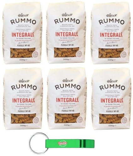 6er-Pack Rummo Pasta Integrale Fusilli N°48,Vollkornnudeln Nudeln Vollkorn Italienische Pasta 500g + Beni Culinari Kostenloser Schlüsselanhänger von Beni Culinari