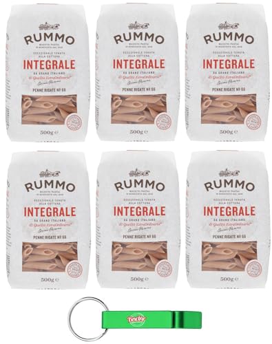 6er-Pack Rummo Pasta Integrale Penne Rigate N°66,Vollkornnudeln Nudeln Vollkorn Italienische Pasta 500g + Beni Culinari Kostenloser Schlüsselanhänger von Beni Culinari