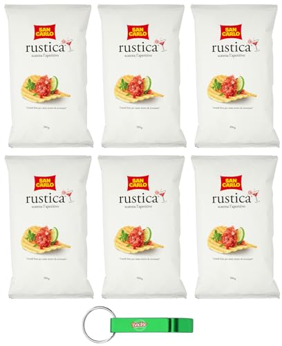 6x San Carlo Patatine Rustica,Kartoffelchips Chips,300g Beutel + Beni Culinari Kostenloser Schlüsselanhänger von Beni Culinari