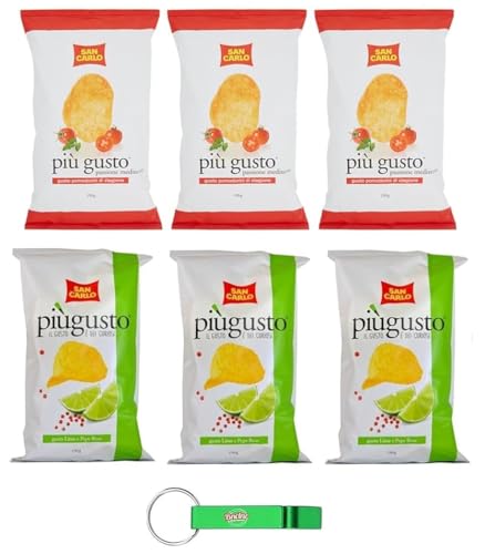 6x Testpaket San Carlo Più Gusto Patatine,Limette und Rosa Pfeffer + Kirschtomaten - Kartoffelchips Chips,150g Beutel + Beni Culinari Kostenloser Schlüsselanhänger 6x Testpaket San Carlo Più Gusto Patatine,Limette und Rosa Pfeffer + Kirschtomaten - Kartoffelchips Chips,150g Beutel + Beni Culinari Kostenloser Schlüsselanhänger von Beni Culinari