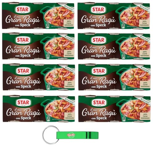 8er-Pack Star il mio Gran Ragù Speck mit 100% italienischem Fleisch und Speck,Packung mit 3 Dosen à 100g + Beni Culinari Kostenloser Schlüsselanhänger von Beni Culinari