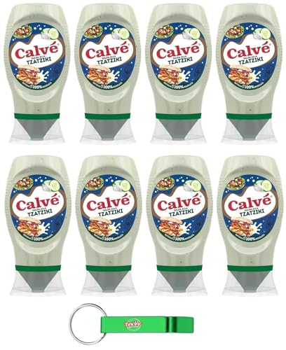 8x Calvé Tzaziki Sauce,Würzsoße auf Basis von Gurken und Knoblauch,Glutenfrei Würzsauce,Top Down 250ml + Beni Culinari Kostenloser Schlüsselanhänger 8x Calvé Tzaziki Sauce,Würzsoße auf Basis von Gurken und Knoblauch,Glutenfrei Würzsauce,Top Down 250ml + Beni Culinari Kostenloser Schlüsselanhänger von Beni Culinari