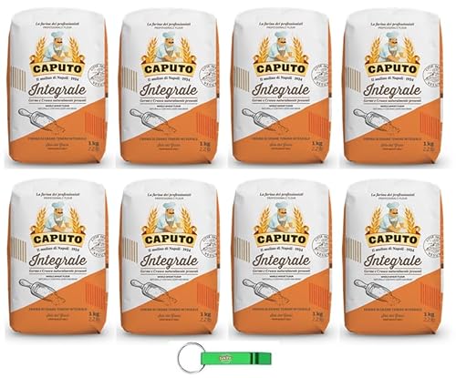 8x Caputo Farina Integrale - Vollkorn Mehl - Vollkorn Weichweizenmehl Ideales für Neapolitanische Pizza - 1KG + Beni Culinari Kostenloser Schlüsselanhänger 8x Caputo Farina Integrale - Vollkorn Mehl - Vollkorn Weichweizenmehl Ideales für Neapolitanische Pizza - 1KG + Beni Culinari Kostenloser Schlüsselanhänger von Beni Culinari