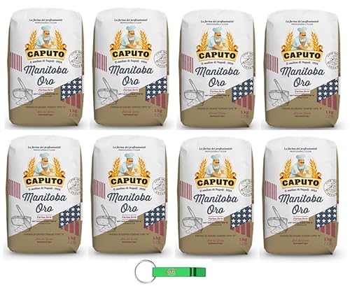 8x Caputo Farina Manitoba Oro - Mehl TYP 0 - Weichweizenmehl Ideales für Neapolitanische Pizza - 1KG + Beni Culinari Kostenloser Schlüsselanhänger 8x Caputo Farina Manitoba Oro - Mehl TYP 0 - Weichweizenmehl Ideales für Neapolitanische Pizza - 1KG + Beni Culinari Kostenloser Schlüsselanhänger von Beni Culinari