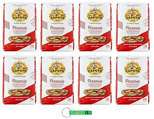 8x Caputo Farina Pizzeria - Mehl TYP 00 Ideales Mehl für Neapolitanische Pizza - 1KG + Beni Culinari Kostenloser Schlüsselanhänger 8x Caputo Farina Pizzeria - Mehl TYP 00 Ideales Mehl für Neapolitanische Pizza - 1KG + Beni Culinari Kostenloser Schlüsselanhänger von Beni Culinari
