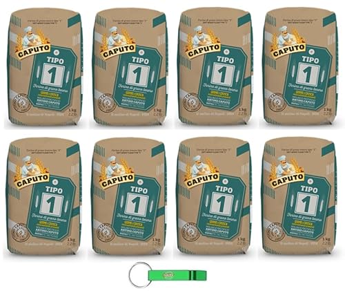 8x Caputo Farina Tipo 1 - Mehl TYP 1 - Weichweizenmehl Ideales für Neapolitanische Pizza - 1KG + Beni Culinari Kostenloser Schlüsselanhänger 8x Caputo Farina Tipo 1 - Mehl TYP 1 - Weichweizenmehl Ideales für Neapolitanische Pizza - 1KG + Beni Culinari Kostenloser Schlüsselanhänger von Beni Culinari