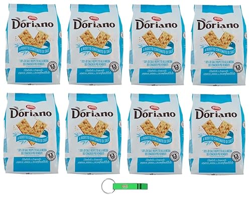8x Doria Doriano Cracker Meno Sale - Duftende und Knusprige Cracker mit Reduziertem Salzgehalt - 700g Beutel – Jeder Beutel enthält 24 Einzelportionen + Beni Culinari Kostenloser Schlüsselanhänger 8x Doria Doriano Cracker Meno Sale - Duftende und Knusprige Cracker mit Reduziertem Salzgehalt - 700g Beutel – Jeder Beutel enthält 24 Einzelportionen + Beni Culinari Kostenloser Schlüsselanhänger von Beni Culinari