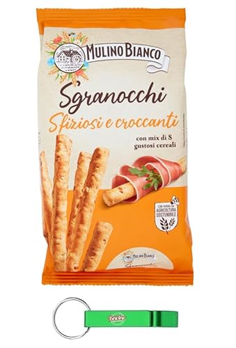 8x Mulino Bianco Sgranocchi - Grissini vom Typ 0 mit 8 Cerealien und Sesam – Knusprig und Voller Geschmack - Snack Breadsticks 210g Packung + Beni Culinari Kostenloser Schlüsselanhänger von Beni Culinari