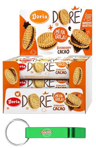 Doria Dore' Biscotti Frollini con Ripieno al Cacao,Mürbeteig Kekse mit Kakaofüllung,Multipack BOX 20x75g + Beni Culinari Kostenloser Schlüsselanhänger von Beni Culinari