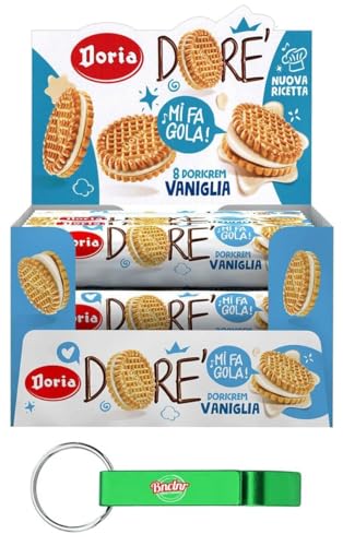 Doria Dore' Biscotti Frollini con Ripieno alla Vaniglia,Mürbeteig Kekse mit Vanillefüllung,Multipack BOX 20x75g + Beni Culinari Kostenloser Schlüsselanhänger Doria Dore' Biscotti Frollini con Ripieno alla Vaniglia,Mürbeteig Kekse mit Vanillefüllung,Multipack BOX 20x75g + Beni Culinari Kostenloser Schlüsselanhänger von Beni Culinari