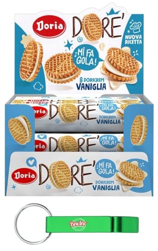 Doria Dore' Biscotti Frollini con Ripieno alla Vaniglia,Mürbeteig Kekse mit Vanillefüllung,Multipack BOX 20x75g + Beni Culinari Kostenloser Schlüsselanhänger von Beni Culinari