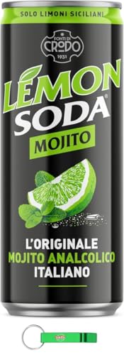 Lemon Soda Mojito Limonade (72 x 330ml) von Crodo - alkoholfreie Limettenlimonade - natürliche Aromen - Limettensaft aus Süditalien - EINWEG Dose + Beni Culinari Kostenloser Schlüsselanhänger von Beni Culinari