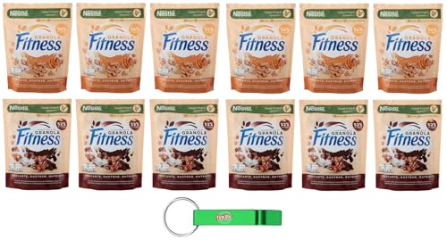 Testpaket Fitness Granola Miele + Cioccolato Knuspriges Müsli mit Vollkorn Hafer,12x300g Beutel + Beni Culinari Kostenloser Schlüsselanhänger von Beni Culinari