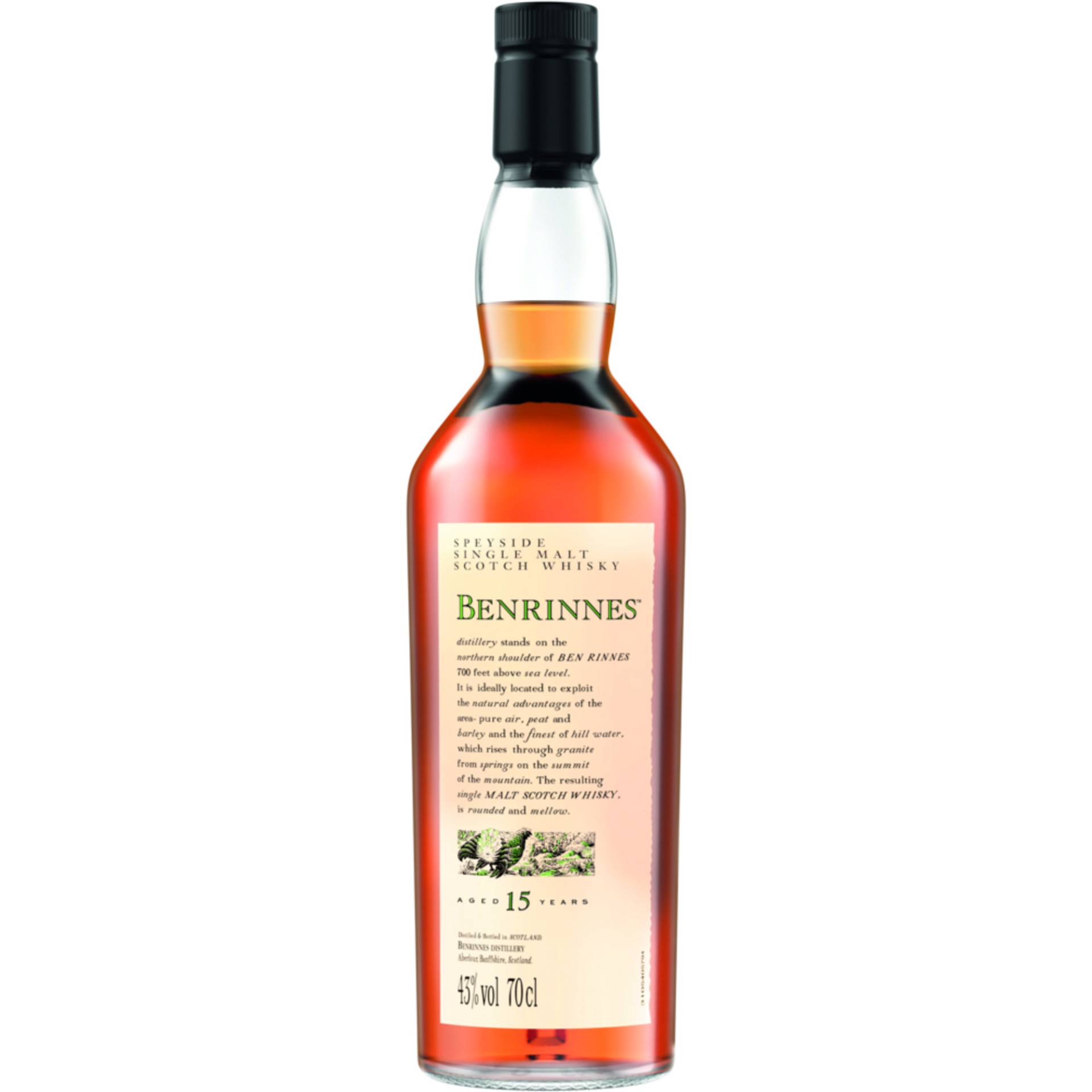 Benrinnes 15 Years Flora & Fauna Collection, Single Malt Scotch Whisky, 0,7 L, 43% Vol., Schottland, Spirituosen von Benrinnes Distillery, AB38 9NN Aberlour Moray, U.K.