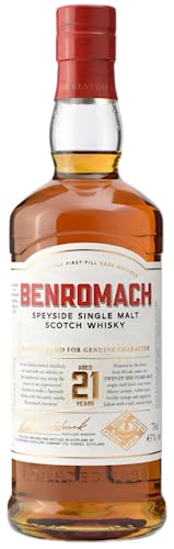 Benromach Whisky 21 Years 43% vol. Speyside Single Malt Scotch Whisky in Geschenkpackung (1 x 0.7 l) von Benromach