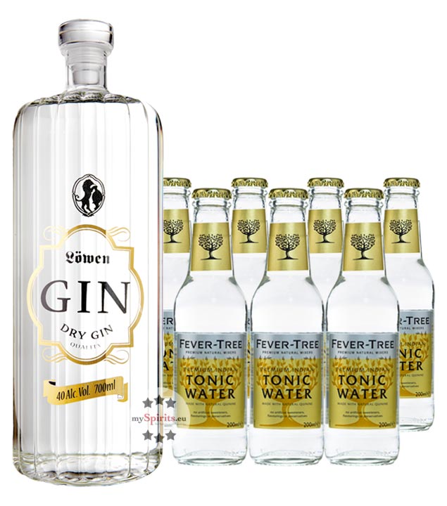 Löwen Dry Gin & Fever-Tree Indian Tonic Set (40 % vol., 2,1 Liter) von Bergbrennerei Löwen
