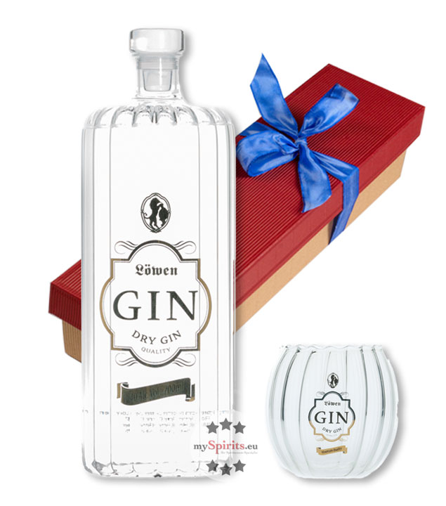 Löwen Geschenk-Set Löwen Gin mit Gin-Glas (40 % vol., 0,7 Liter) von Bergbrennerei Löwen