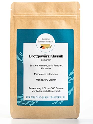 Brotgewürz Klassik für kräftige, selbstgemachte Brote und Brötchen mit Kümmel, Anis Fenchel und Koriander von Bergische Gewürzmanufaktur