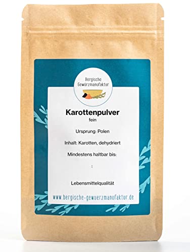 Karottenpulver aus dehydrierten Karotten ohne Zusatzstoffe von der Bergischen Gewürzmanufaktur. Inhalt: 250 Gramm Karottenpulver aus dehydrierten Karotten ohne Zusatzstoffe von der Bergischen Gewürzmanufaktur. Inhalt: 250 Gramm von Bergische Gewürzmanufaktur