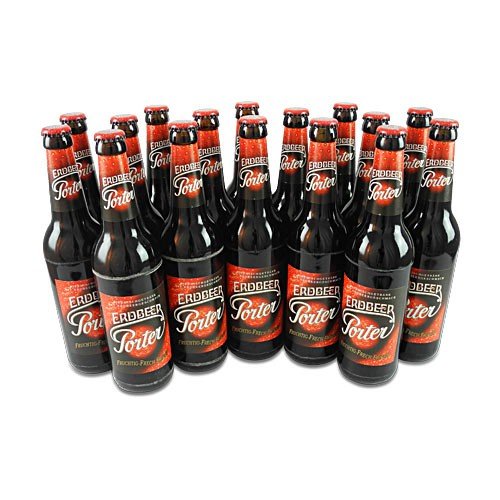 Lausitzer Erdbeer Porter (Erdbeerbier / 16 Flaschen à 0,5 l / 4,2% vol.) Mehrweg von Bergquell-Brauerei Löbau