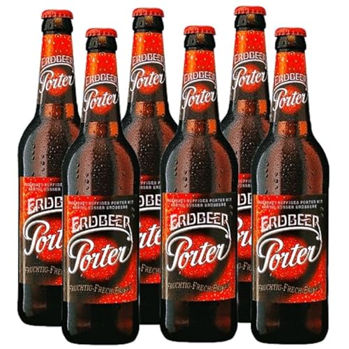 Lausitzer Erdbeer Porter (Erdbeerbier / 6 Flaschen à 0,5 l / 4,2% vol.) Mehrweg von Bergquell-Brauerei Löbau