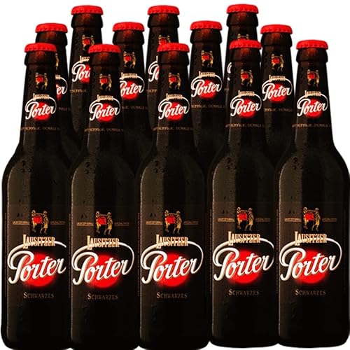 Lausitzer Porter Schwarzes (Schwarzbier / 12 Flaschen à 0,5 l / 4,4% vol.) von Bergquell-Brauerei Löbau