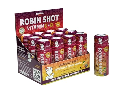 Berlina Vitamin+C ROBINSHOT Box – 12 Shots à 60ml – Aronia, Orangen- und Sanddornsaft mit Vitaminen und Zink. Jeder Shot hilft. von Berlinashot