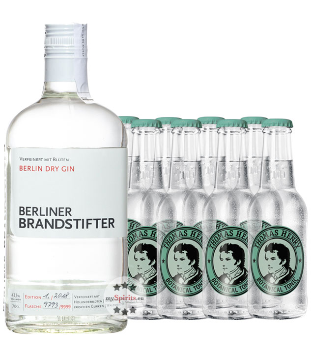 Berliner Brandstifter Gin & 8 x Thomas Henry Botanical Tonic (43,3 % Vol., 2,3 Liter) von Berliner Brandstifter