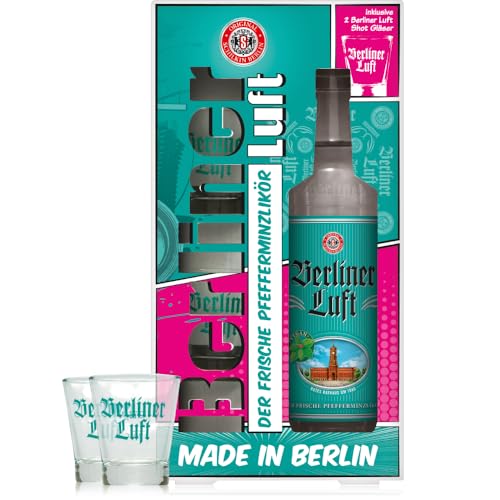 Berliner Luft Geschenkset | Kultiger Pfefferminzlikör inkl. 2 Shot-Gläser | Frisch, klar & aromatisch | Vegan & glutenfrei | Made in Berlin | 18% Vol. | 0,7 L Berliner Luft Geschenkset | Kultiger Pfefferminzlikör inkl. 2 Shot-Gläser | Frisch, klar & aromatisch | Vegan & glutenfrei | Made in Berlin | 18% Vol. | 0,7 L von Berliner Luft