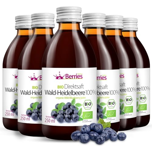 BIO Waldheidelbeersaft 6er Pack (6x250ml) - BIO purer Waldheidelbeere Direktsaft 100% - Kaltgepresst Muttersaft- ohne GMO, ohne Konservierungsstoffe, ohne Zuckerzusatz- Vegan, Öko, BerriesPolska® BIO Waldheidelbeersaft 6er Pack (6x250ml) - BIO purer Waldheidelbeere Direktsaft 100% - Kaltgepresst Muttersaft- ohne GMO, ohne Konservierungsstoffe, ohne Zuckerzusatz- Vegan, Öko, BerriesPolska® von Berries Polska
