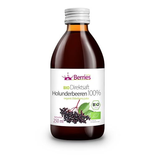 Berries Polska BIO Saft Direkt aus Bio Frucht Gepresst, Kaltgepresst - ohne Farbstoffe, ohne Zucker, ohne GMO, ohne Konservierungsstoffe - Vegan, Vegetarisch - Geschmack Holunder - 250ml von Berries Polska